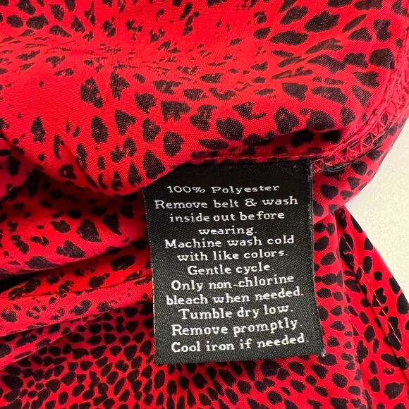 Rock & Republic Animal Print Shirt Dress Women M Medium Red Rolled Sleeves *READ - Picture 8 of 11